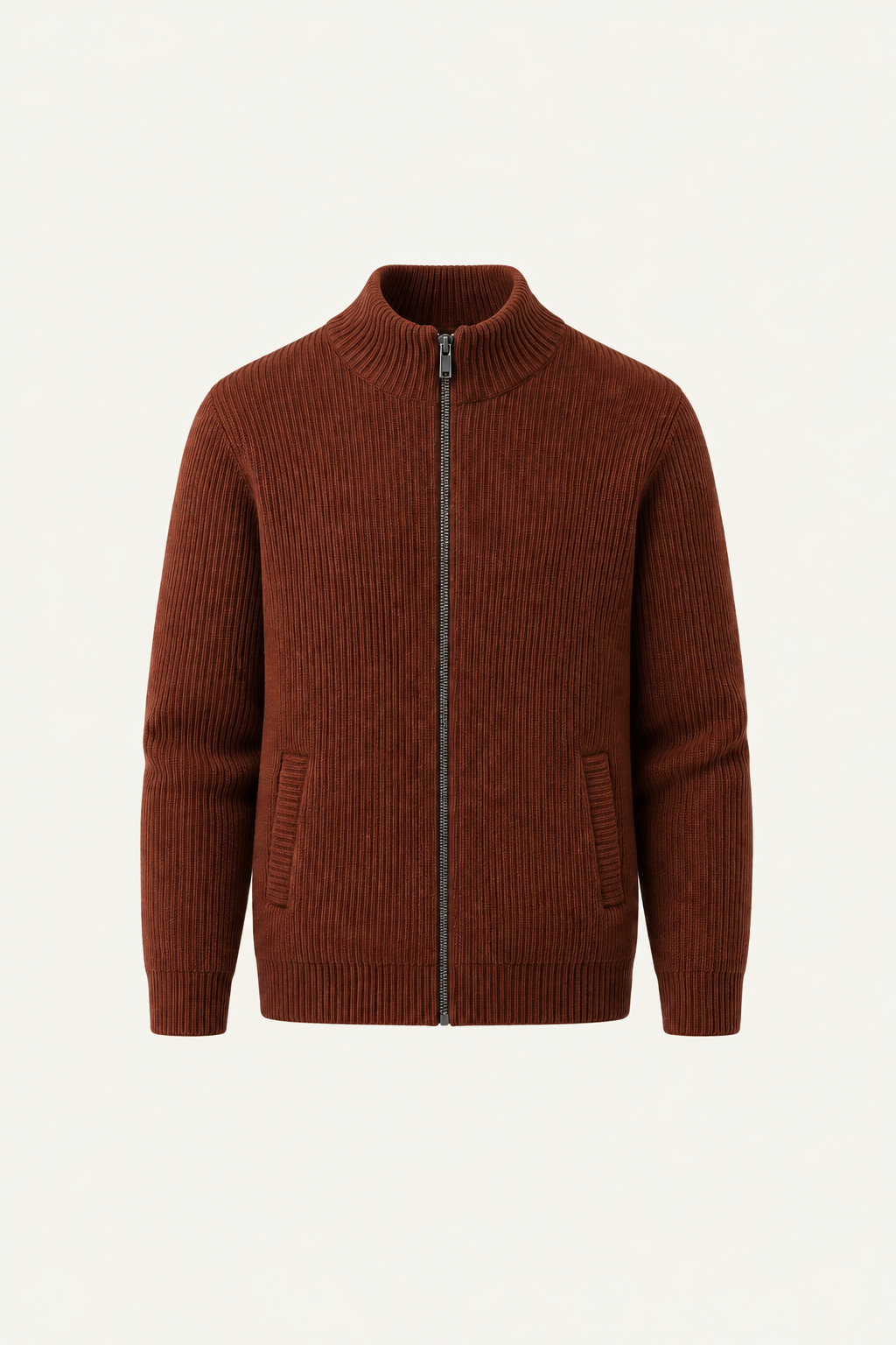 Narivo Wool Zip Knit Terracotta