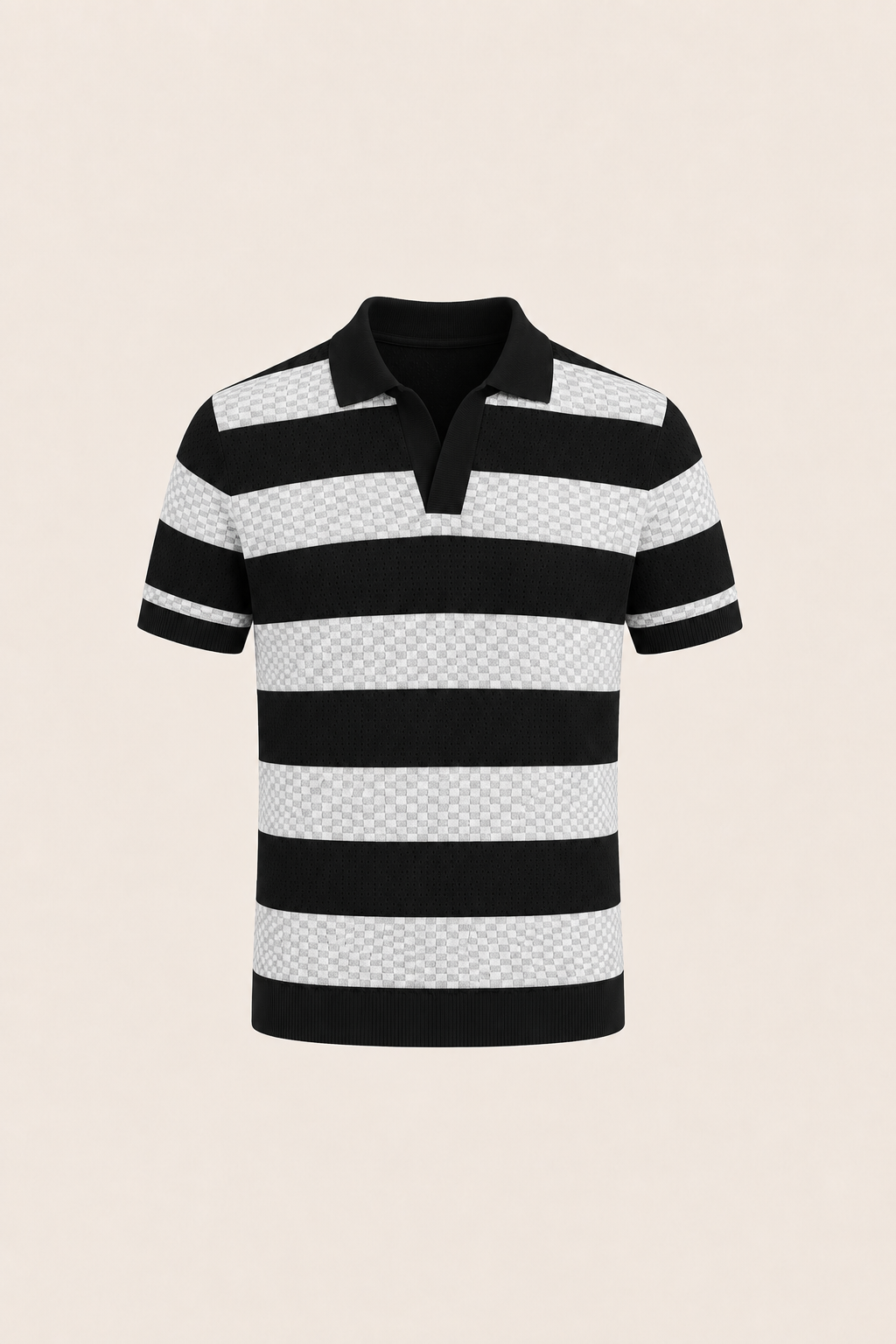 Covani Striped Polo Black