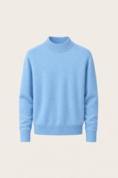 Aurelio Cashmere Mock Neck Sky Blue