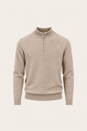 Calero Australian Wool Quarter-Zip Beige