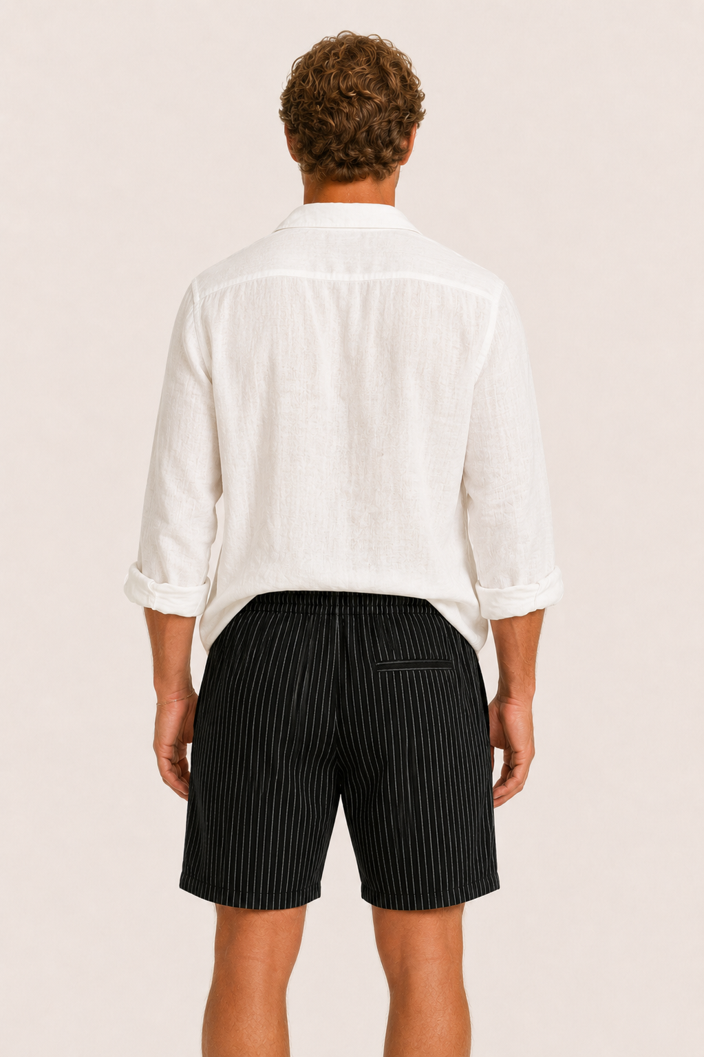 Vilero Cotton Striped Short Black