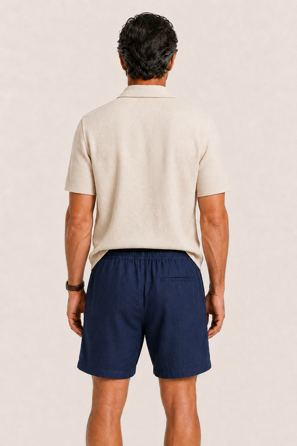 Aviro Linen Striped Short Navy