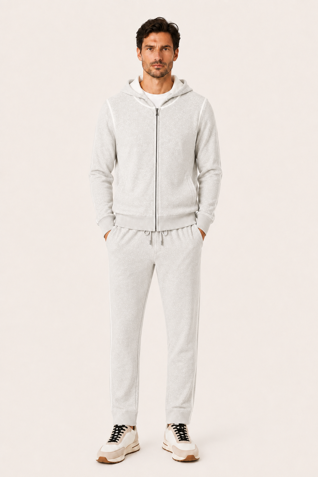 Ladore Cashmere Hooded Set Grey