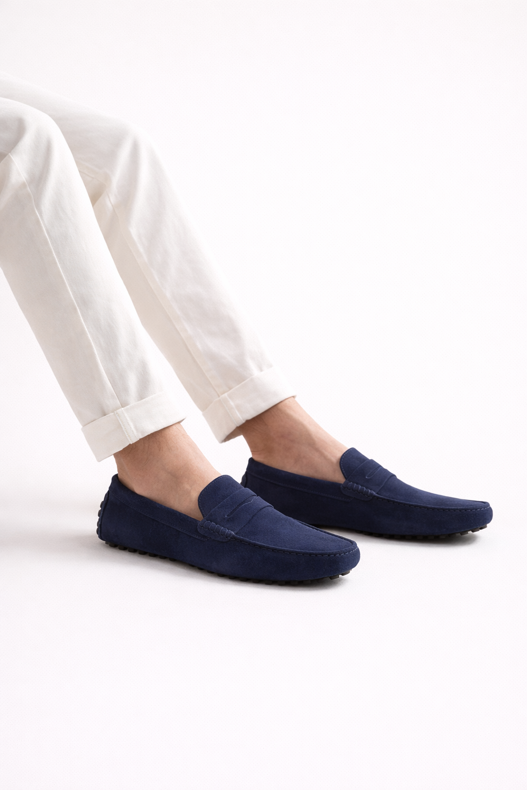 Suede Driver Loafers Navy