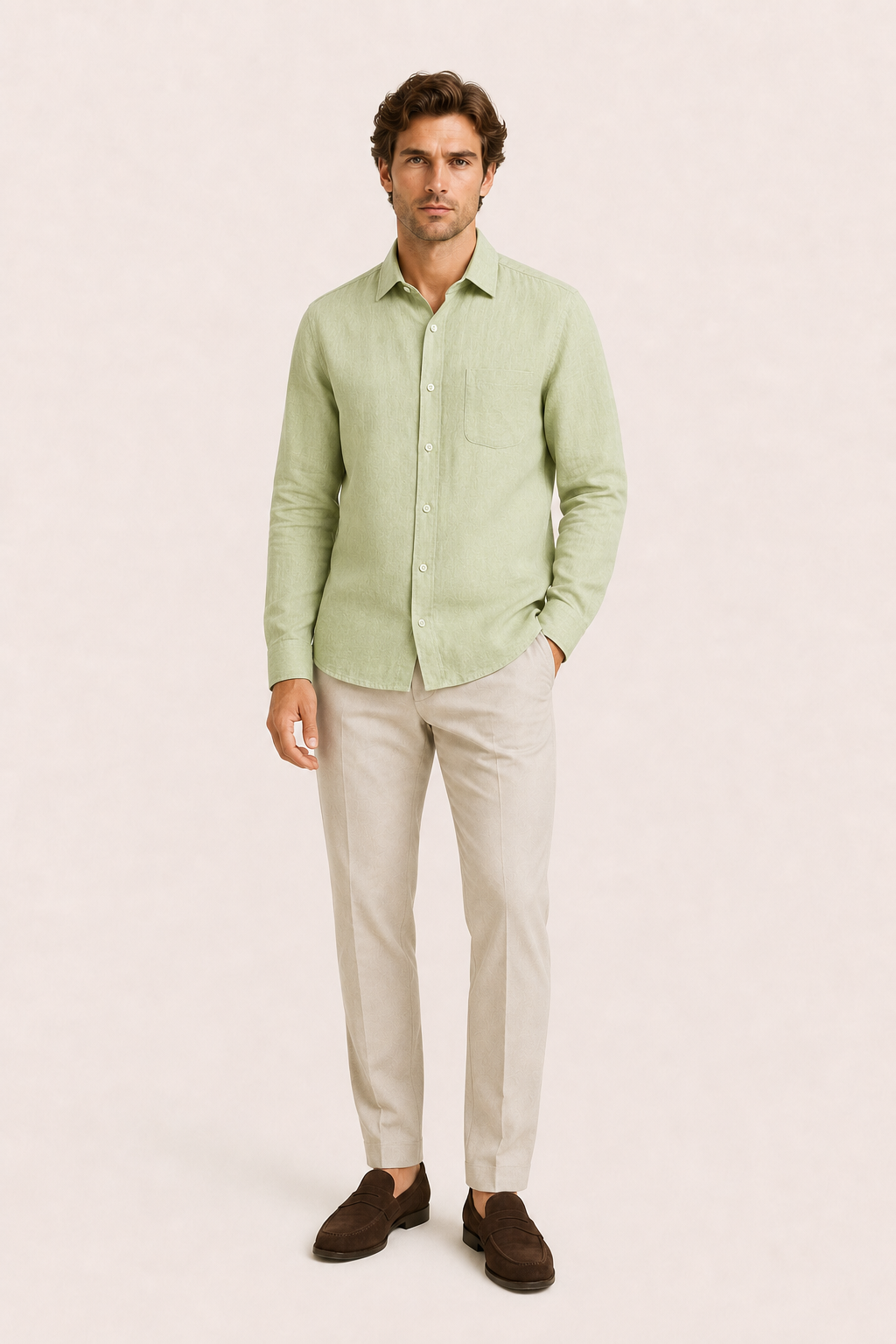 Milano Linen Shirt Light Green