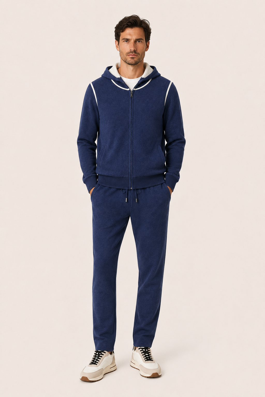 Ladore Cashmere Hooded Set Navy