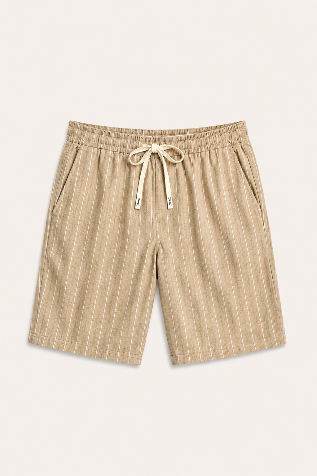 Nerivo Linen Striped Short Khaki