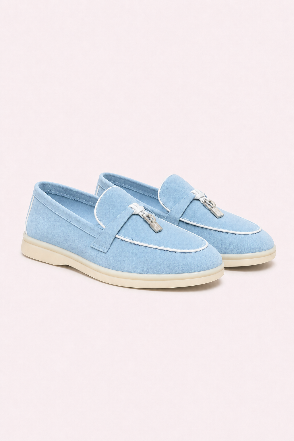 Amari Buckled Loafers Light Blue