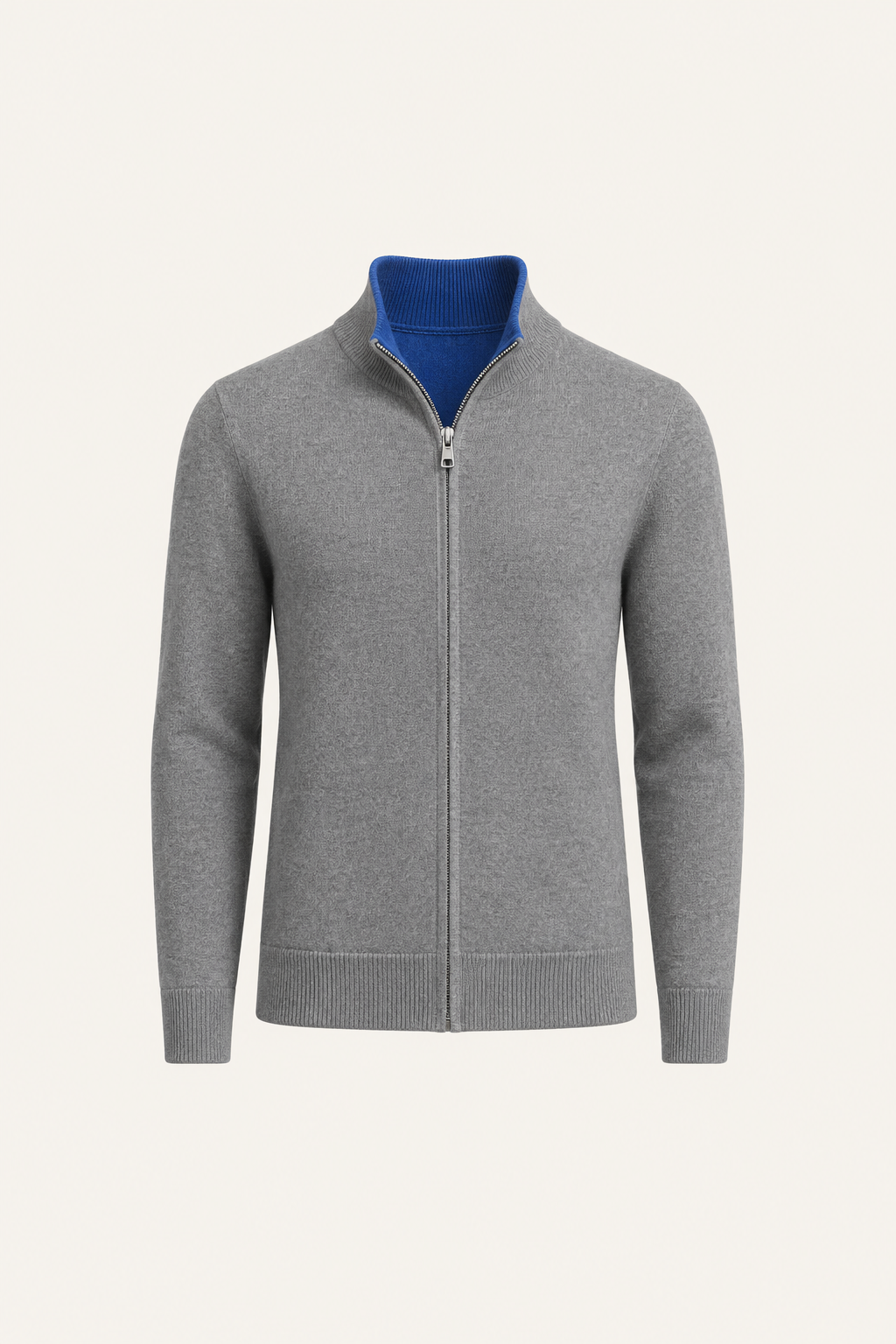 Sivaro Cashmere Reversible Zip Knit Blue & Grey