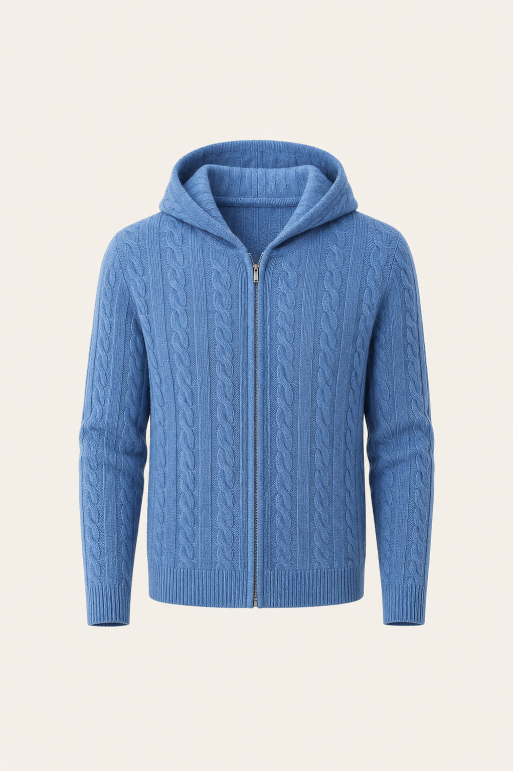 Avero Hooded Cable Knit Blue