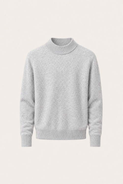 Aurelio Cashmere Mock Neck Light Grey