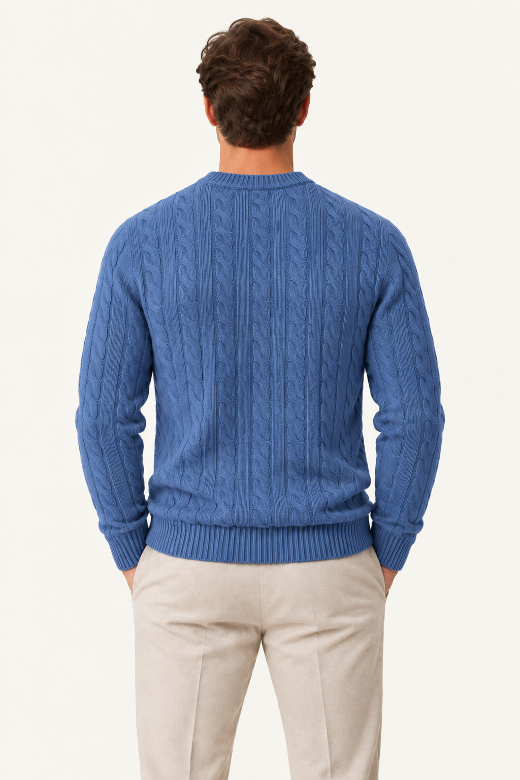 Velaro Cable Knit Crewneck Blue