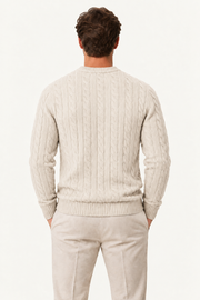Velaro Cable Knit Crewneck White