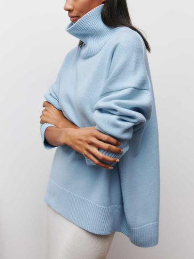 Pull oversize à col roulé bleu ciel