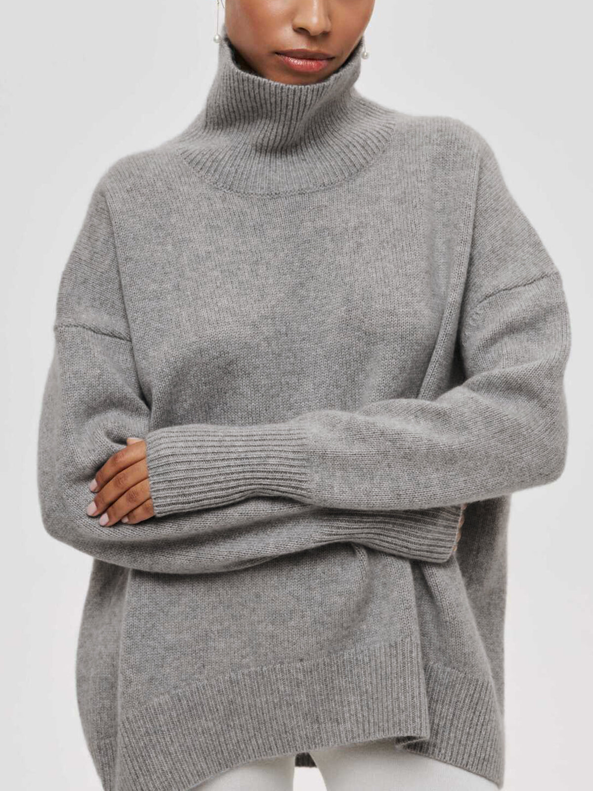 Pull oversize à col roulé bleu ciel