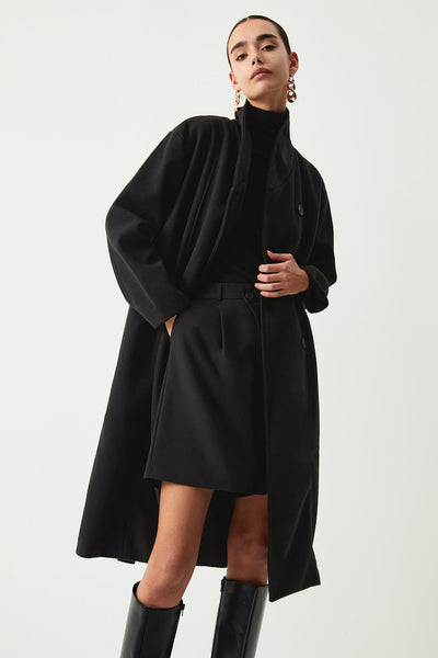 Trench-coat long à col montant