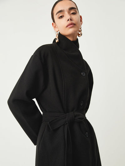 Trench-coat long à col montant