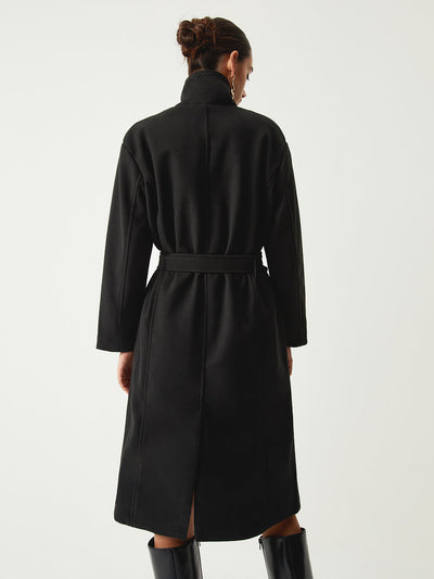 Trench-coat long à col montant