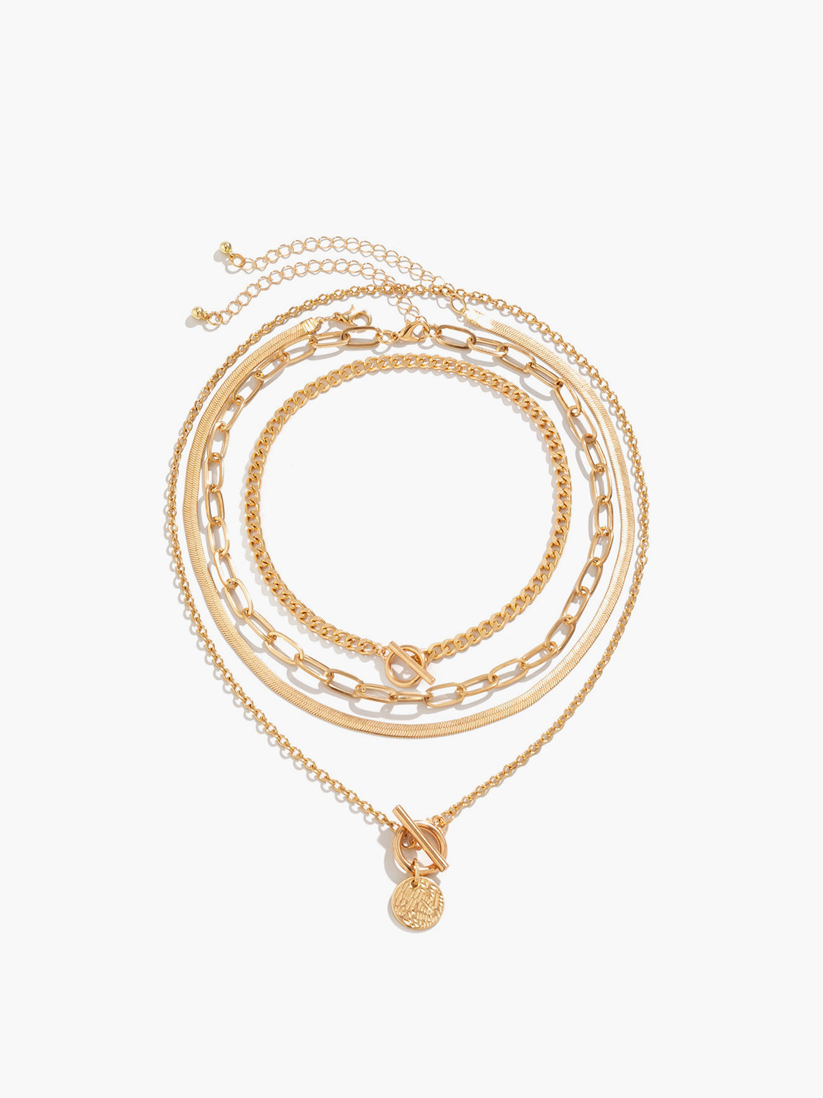 4pcs Chunky Stacking Pendant Necklace (Collier de pendentifs empilés)