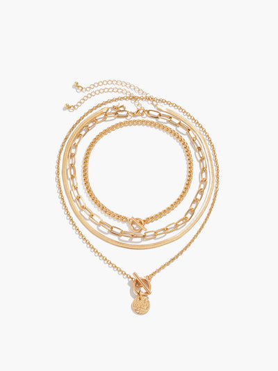 4pcs Chunky Stacking Pendant Necklace (Collier de pendentifs empilés)