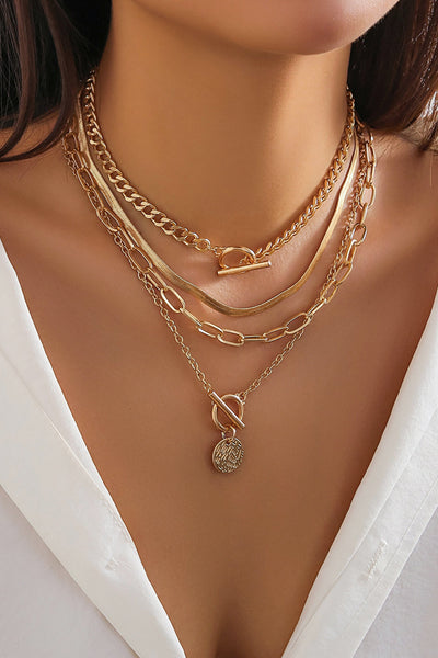 4pcs Chunky Stacking Pendant Necklace (Collier de pendentifs empilés)