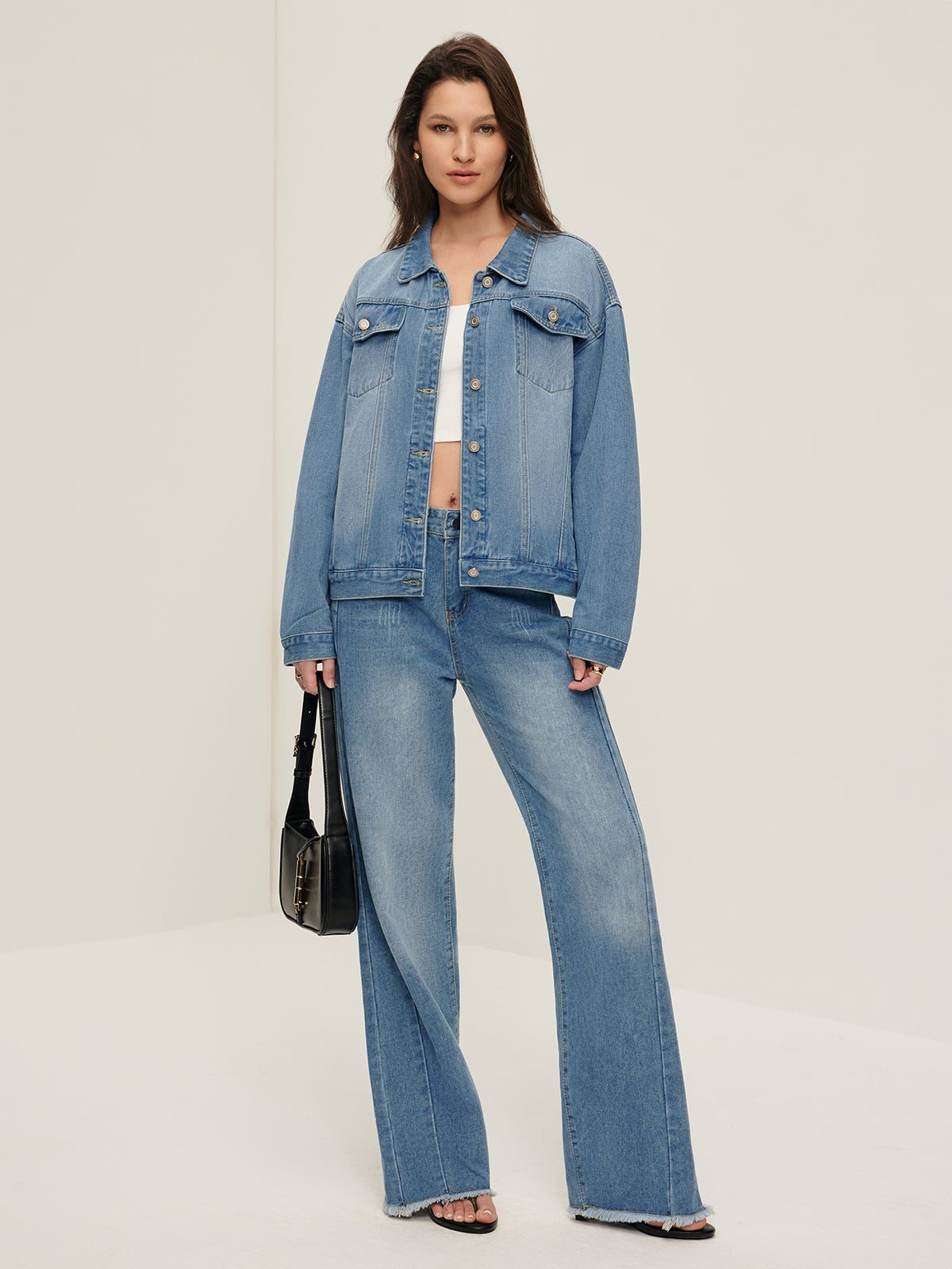 Veste en denim à poches poitrine