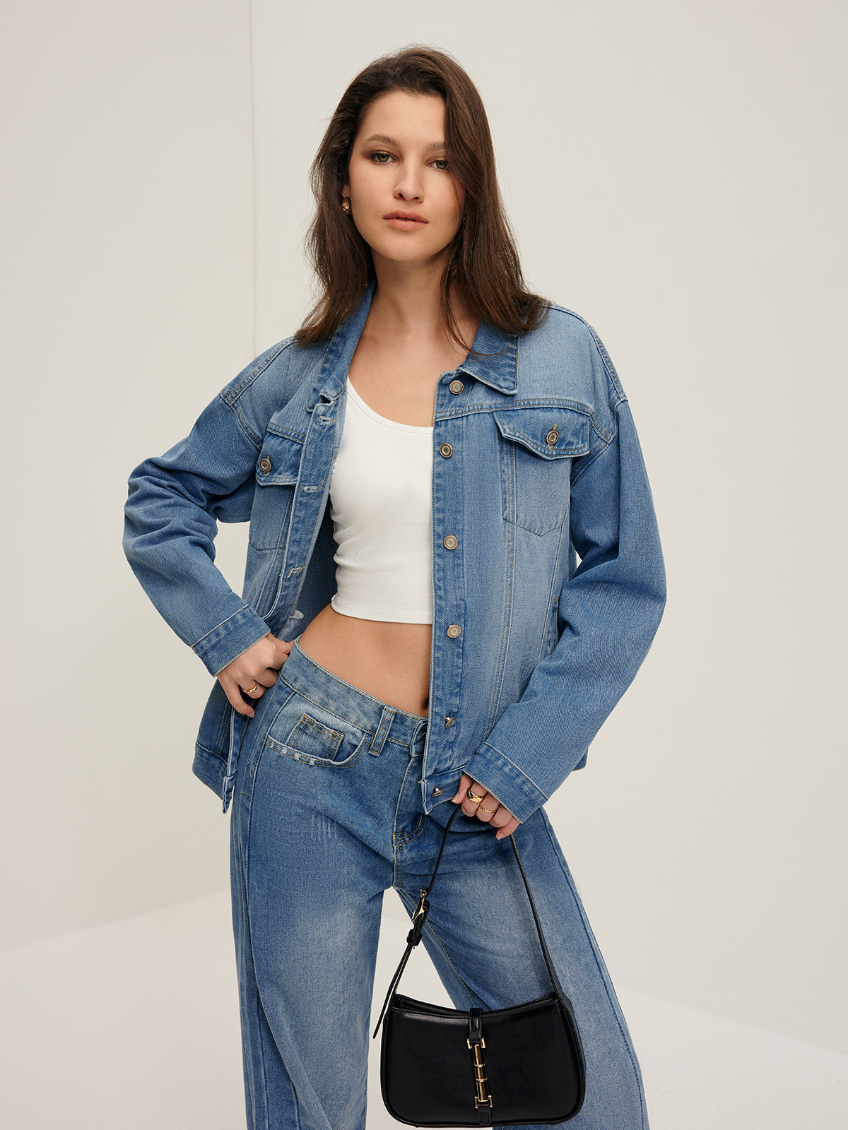 Veste en denim à poches poitrine