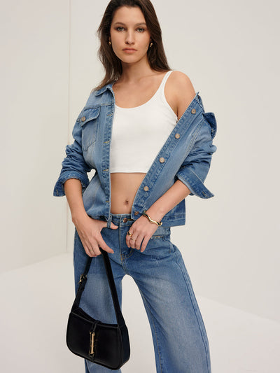 Veste en denim à poches poitrine
