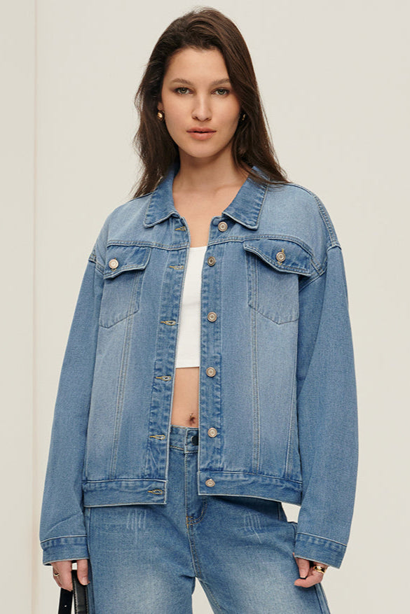 Veste en denim à poches poitrine