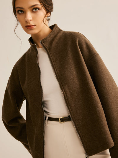 Manteau en tweed à double fermeture éclair
