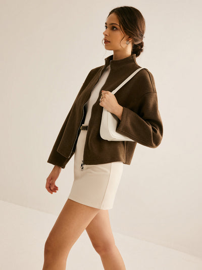 Manteau en tweed à double fermeture éclair