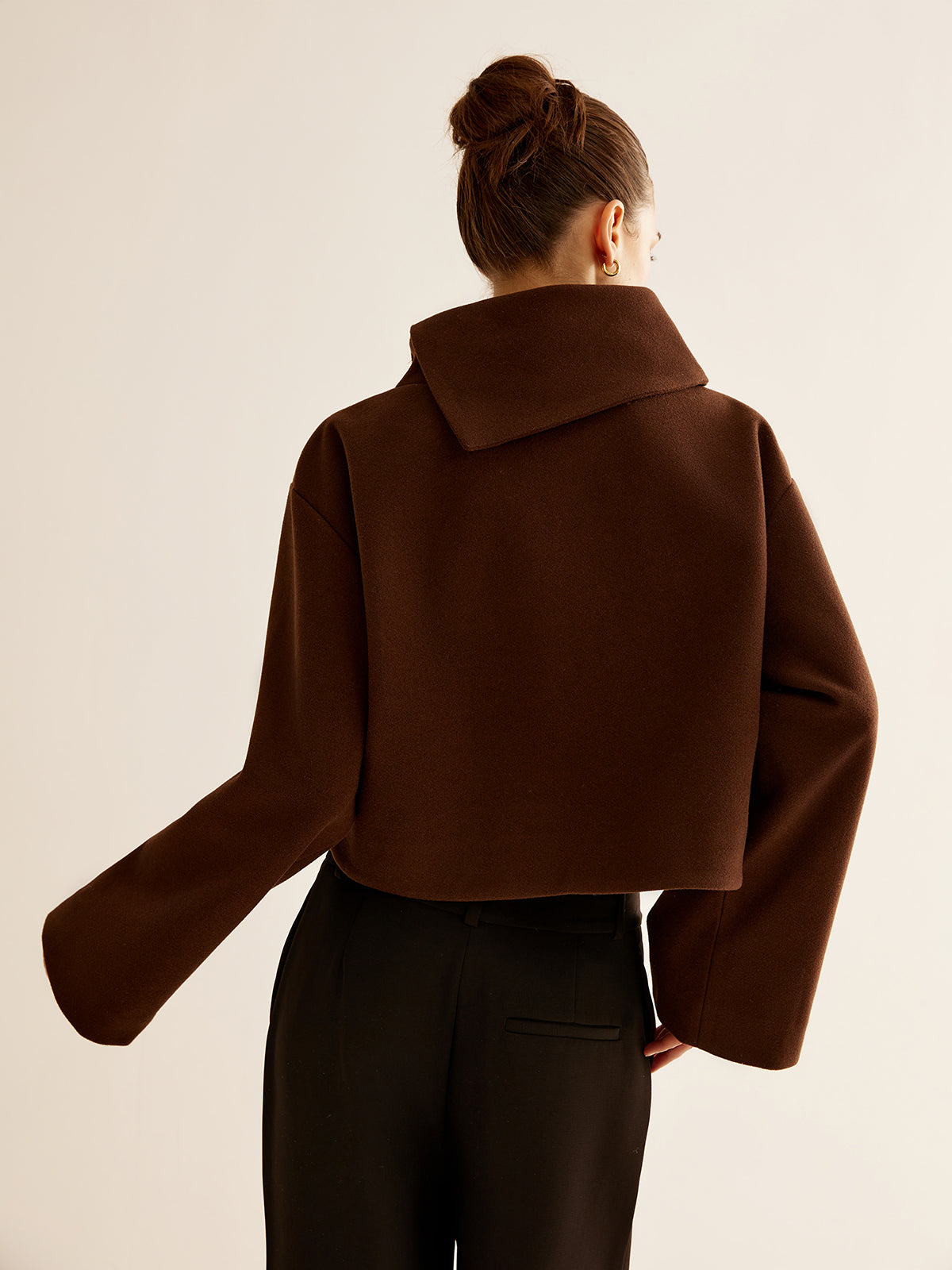 Pull à col roulé uni en tweed
