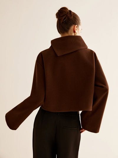Pull à col roulé uni en tweed