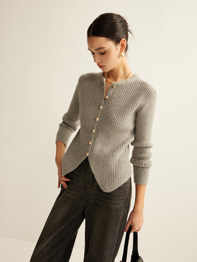 Cardigan boutonné fendu