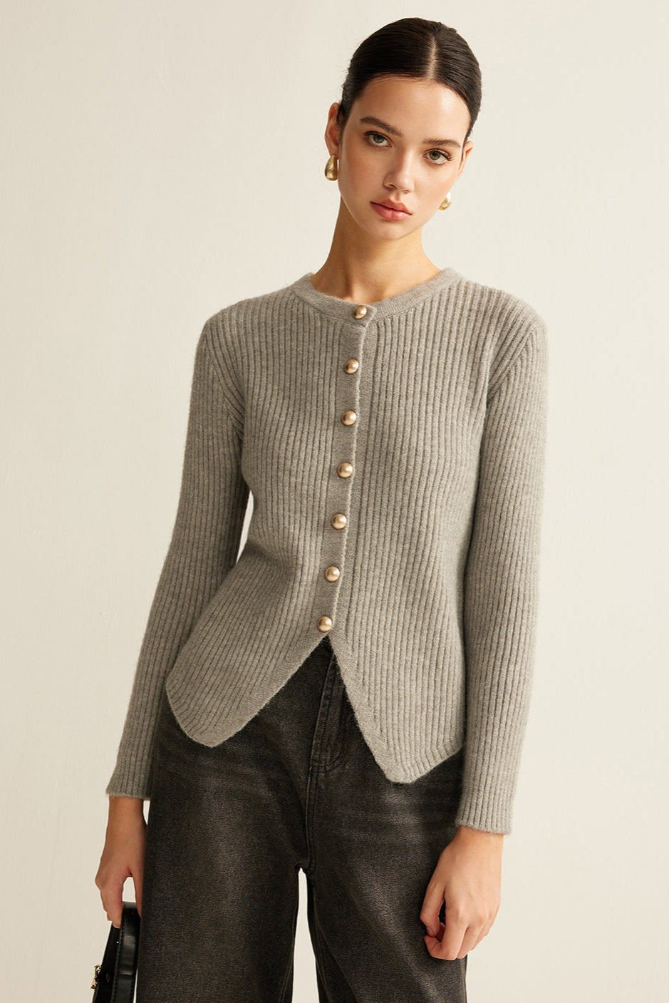 Cardigan boutonné fendu