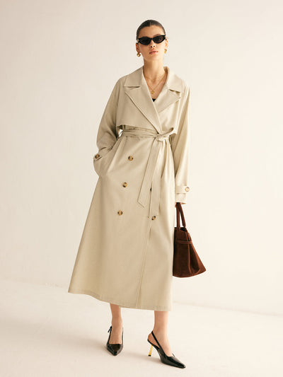Élégant trench-coat plissé avec ceinture
