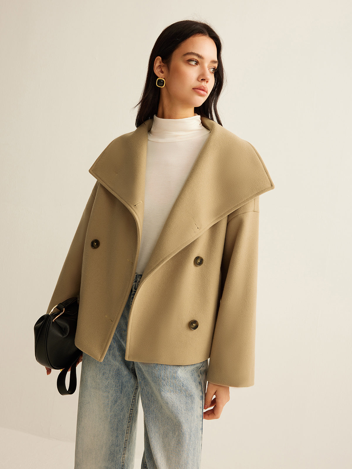 Manteau en tweed à large col