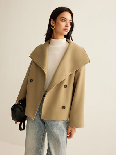 Manteau en tweed à large col