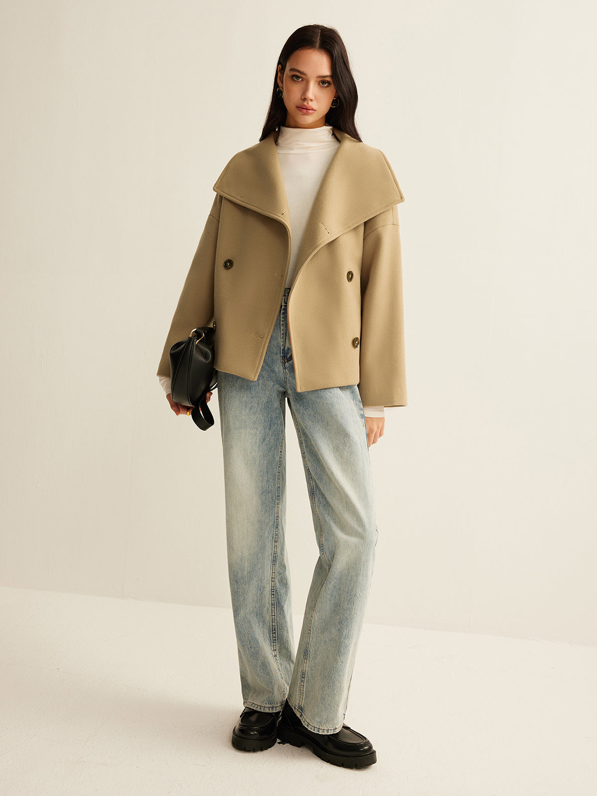 Manteau en tweed à large col