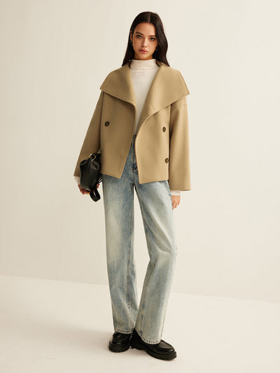 Manteau en tweed à large col