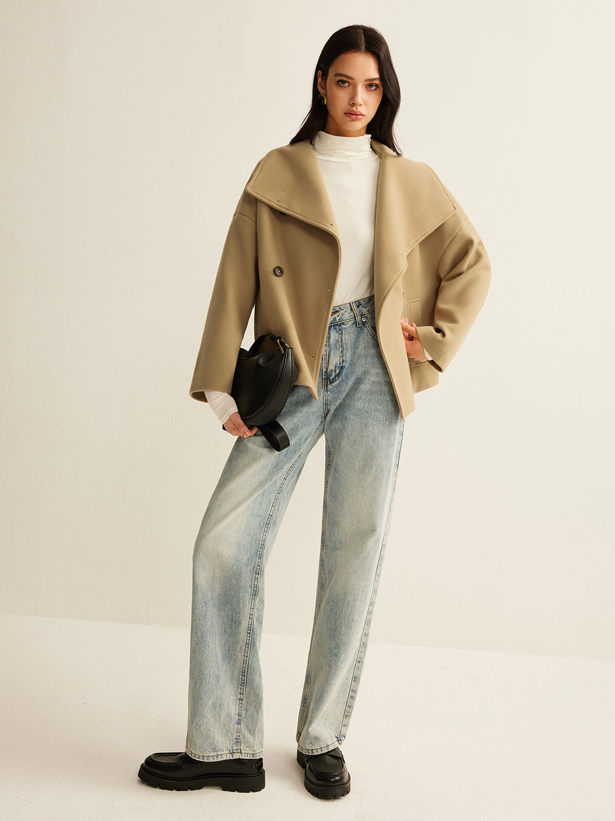 Manteau en tweed à large col