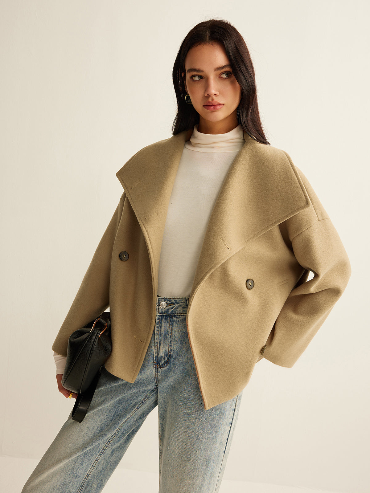 Manteau en tweed à large col