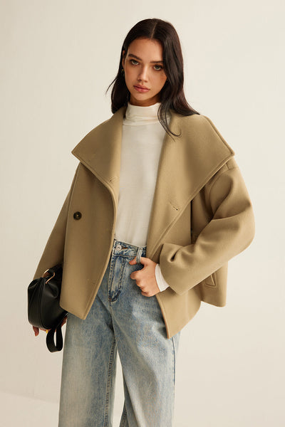Manteau en tweed à large col