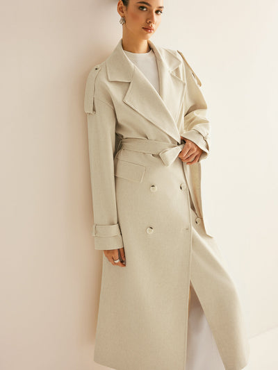 Trench-coat à poche poitrine oversize et ceinture