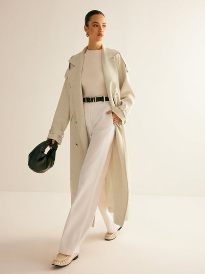 Trench-coat à poche poitrine oversize et ceinture