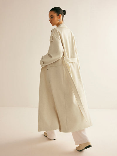 Trench-coat à poche poitrine oversize et ceinture