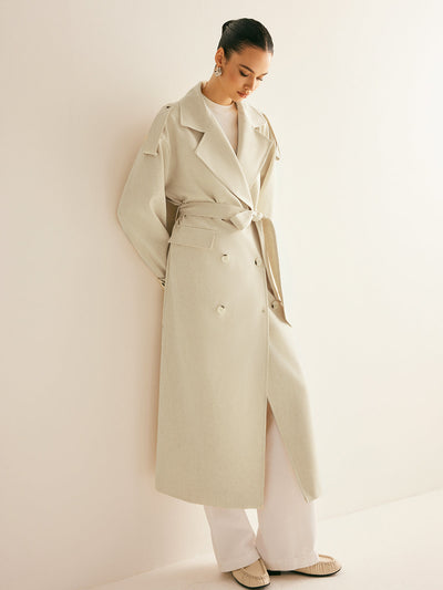 Trench-coat à poche poitrine oversize et ceinture