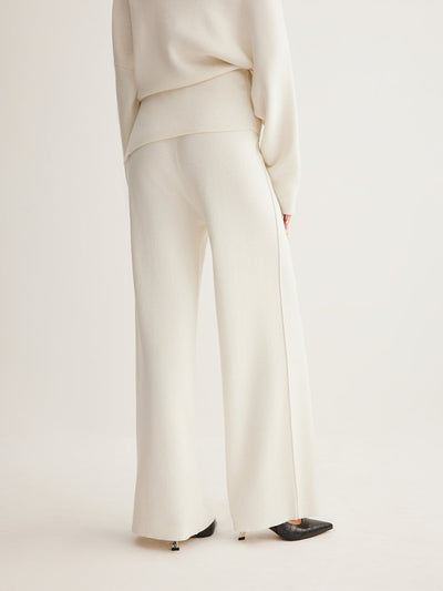 Pantalon à passepoil en laine mélangée