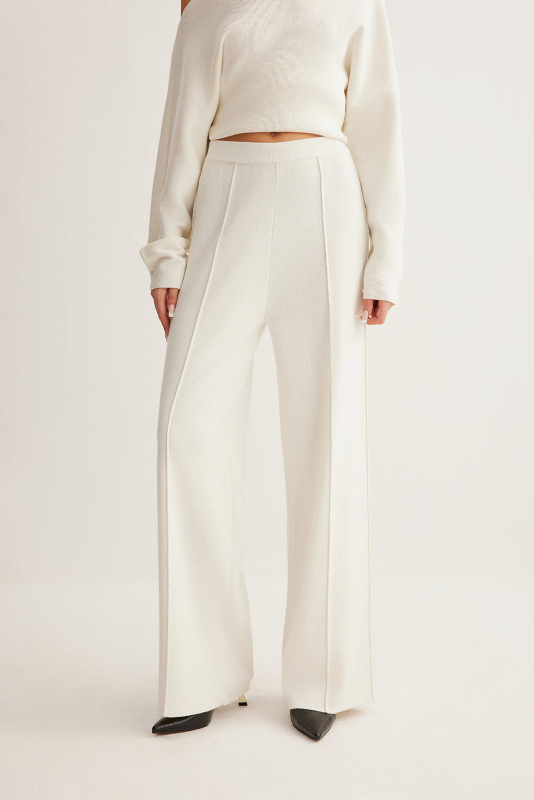 Pantalon à passepoil en laine mélangée
