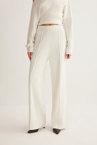 Pantalon à passepoil en laine mélangée